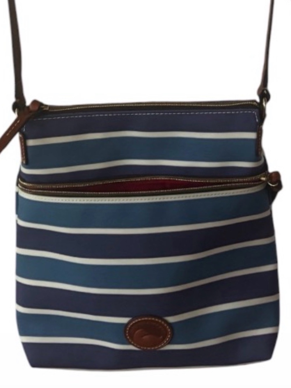 Dooney & Bourke Blue, Purple and Cream Striped Crossbody